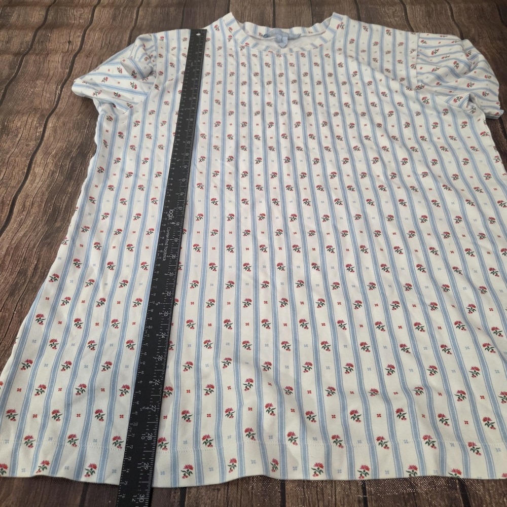 Hill House Charlotte Sleep Tee Womens M Blue White Floral Striped Coastal Sleep - Picture 4 of 9
